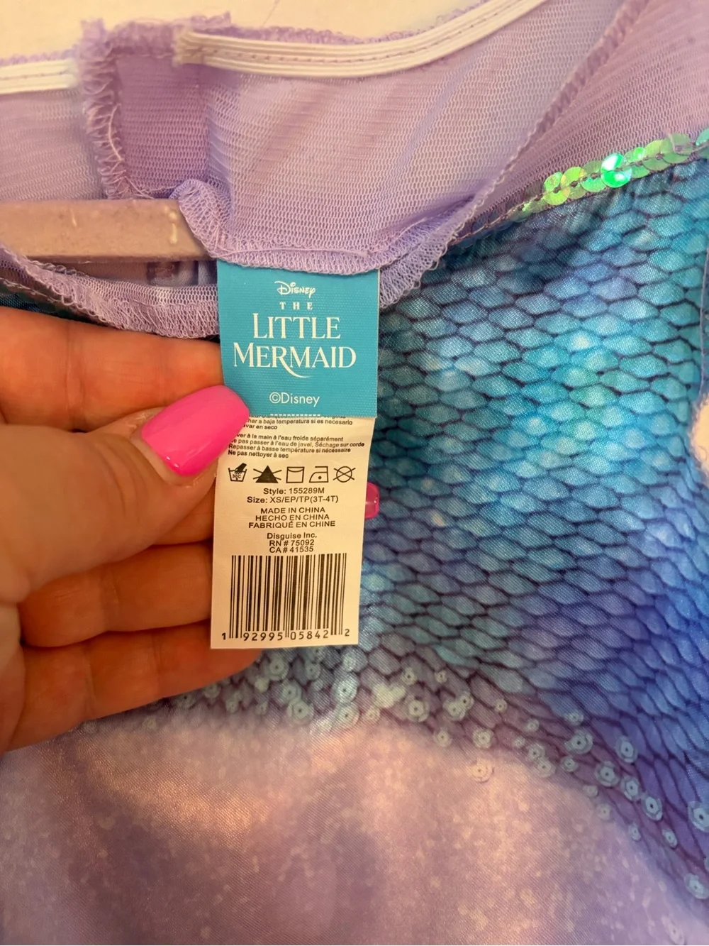 Disneys Little Mermaid Costume Dress “Live Action Version” size 3/4T